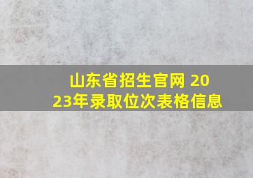 山东省招生官网 2023年录取位次表格信息